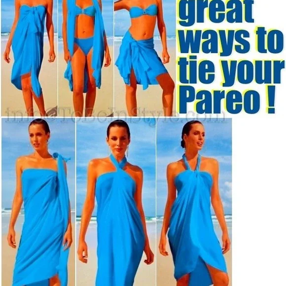 Multifunctional Toile de Jouy Print Swim Sarong Pareo Wrap 70”x 45” - Picture 12 of 12